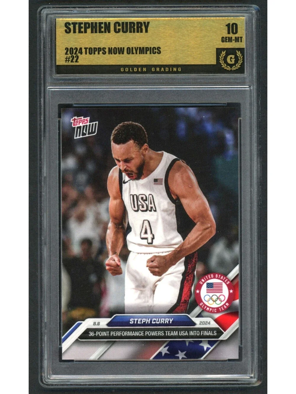 2024 Topps Now Olympics Stephen Curry #22 Team USA Gold Medal Graded Gem Mint 10